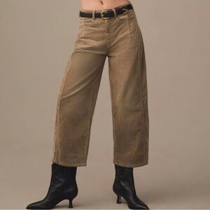 Pilcro Kenna Heritage Mid-Rise Corduroy Ankle Barrel Jeans Sz 28 Baggy Oversized
